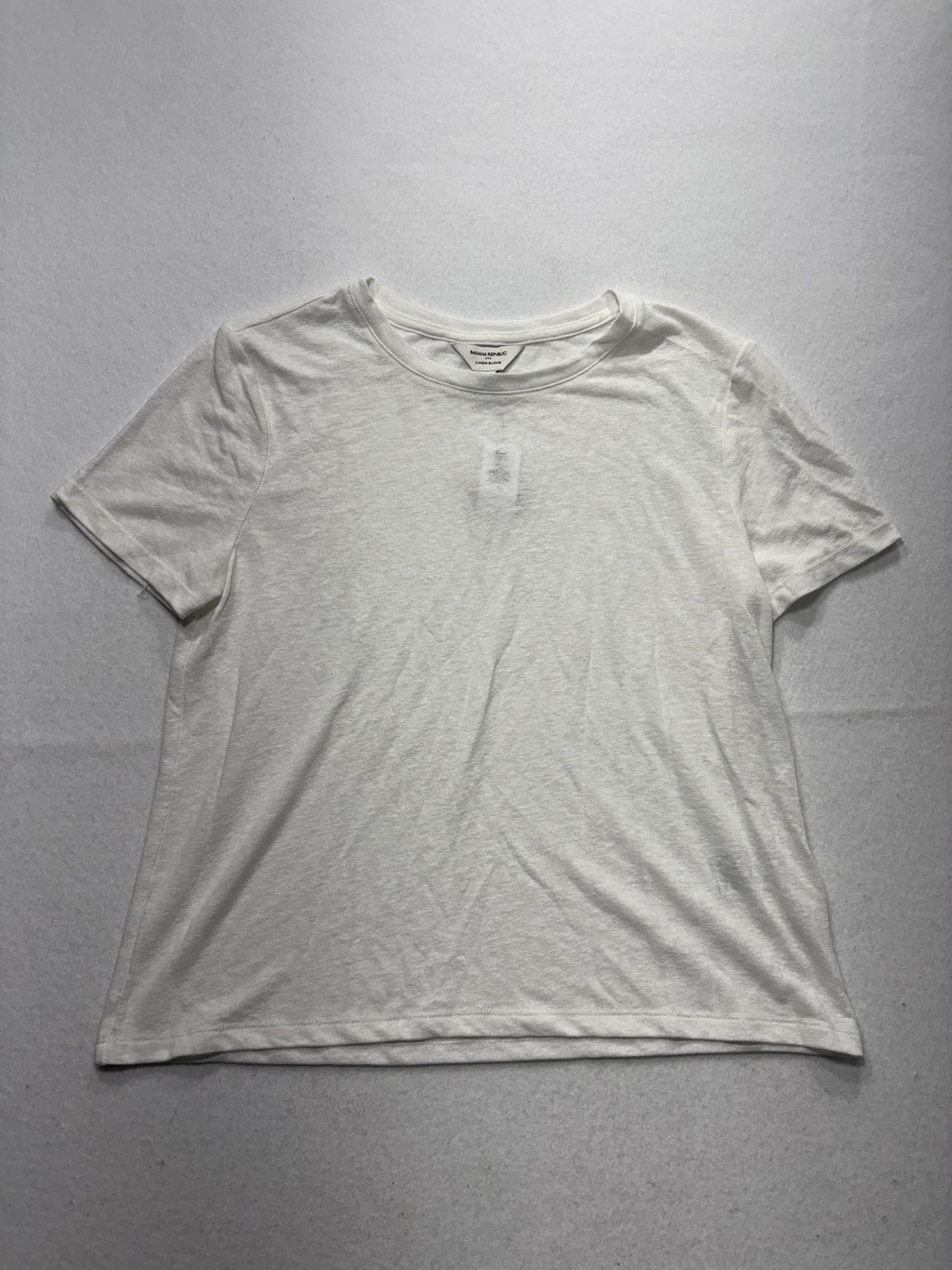 Banana Republic Shirt Womens Small White Linen Blend Crew Neck Short Sleeve Tee