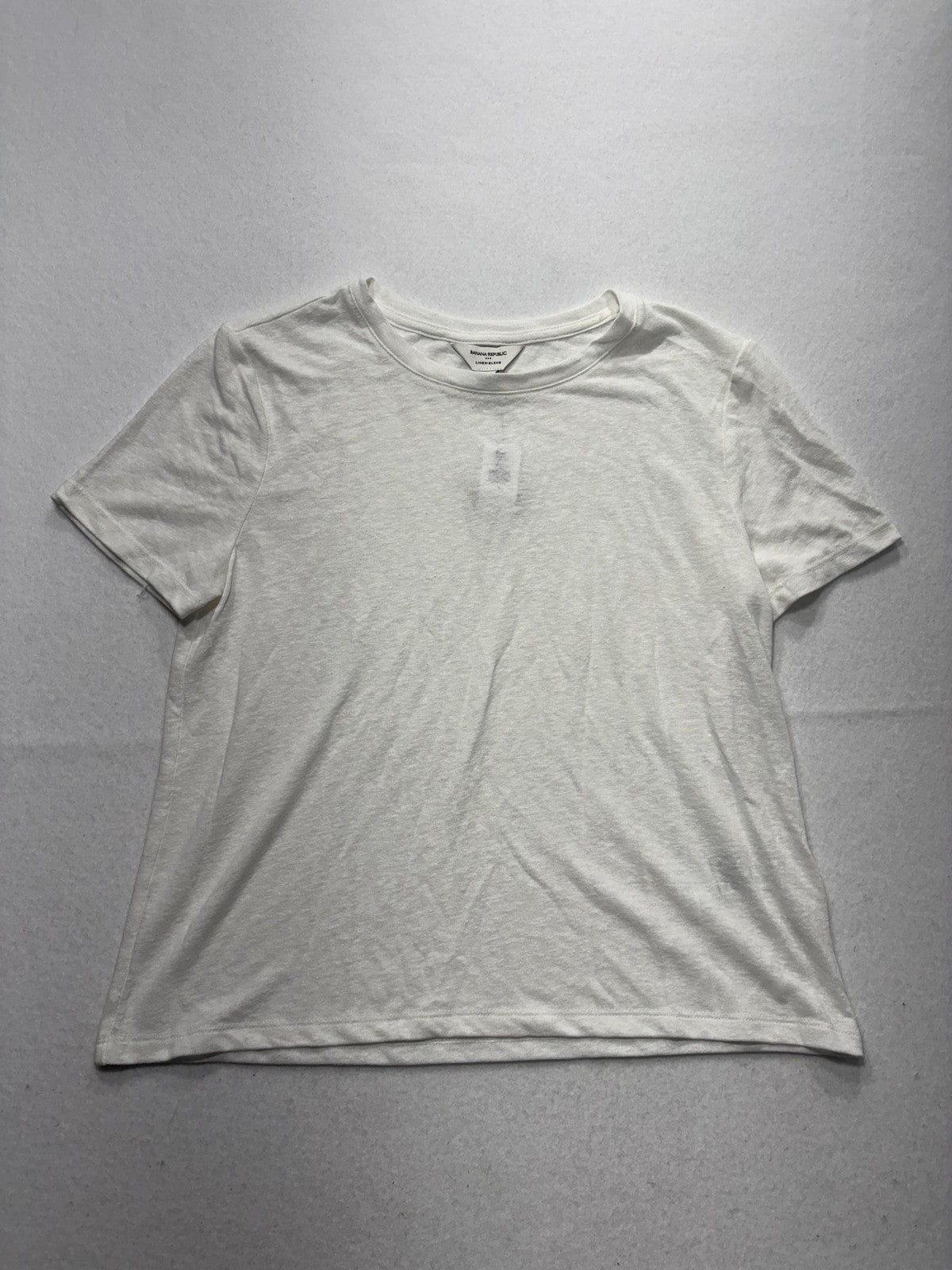 Banana Republic Shirt Womens Small White Linen Blend Crew Neck Short Sleeve Tee