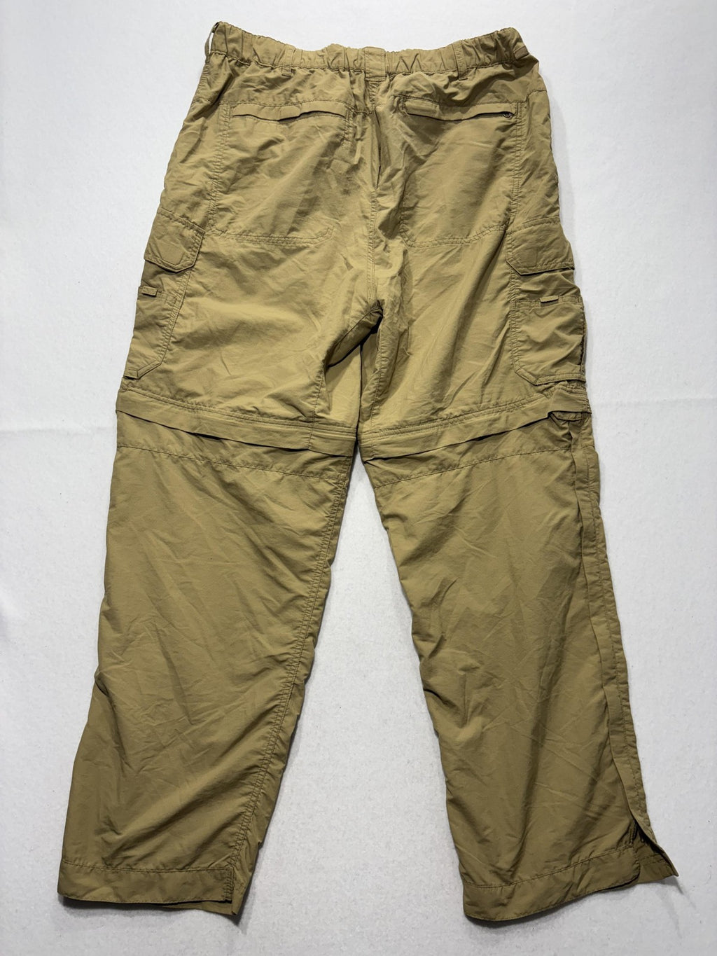 REI Convertible Cargo Pants Mens Medium Beige Nylon Elastic Waist UPF 50 Hiking
