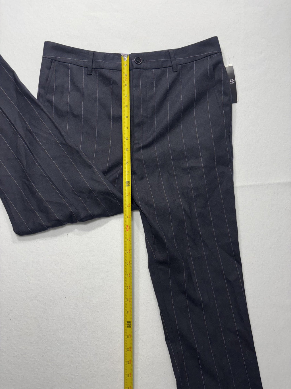 Lauren Ralph Lauren Dress Pants Womens 12 Black Pinstripe Straight Leg Twill