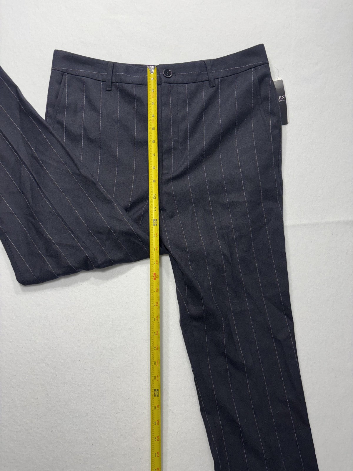 Lauren Ralph Lauren Dress Pants Womens 12 Black Pinstripe Straight Leg Twill