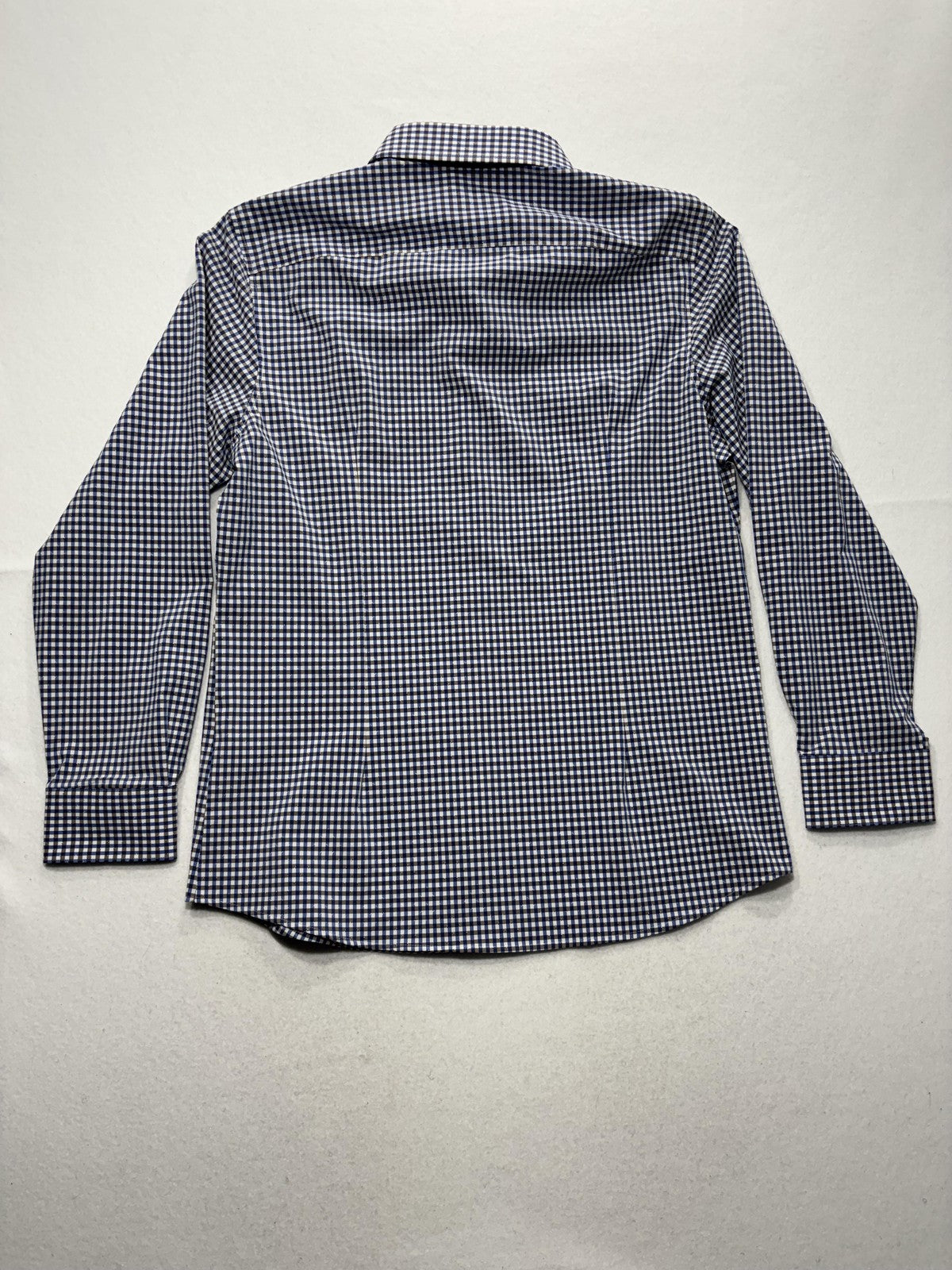 Quieti Dress Shirt Mens Large Blue Gingham Non Iron Performance Long Sleeve