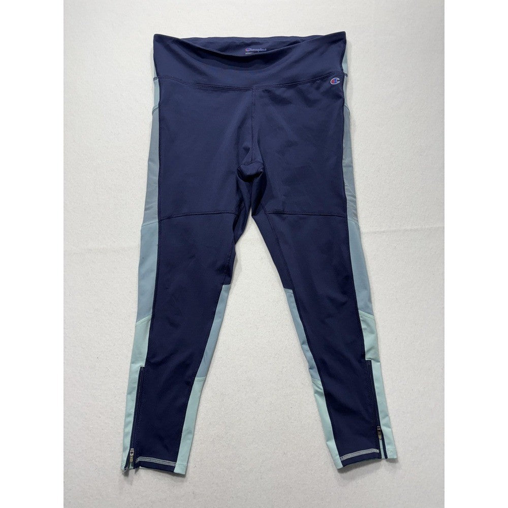 Champion Leggings Womens XL Blue Colorblock Zip Ankle Athleticwear M9217