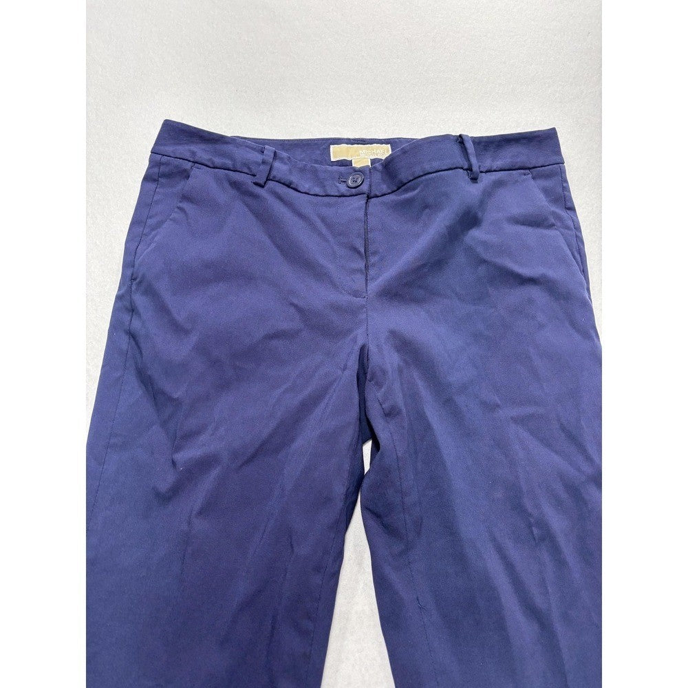 MICHAEL Michael Kors Dress Pants Womens 8 Blue Twill Slim Stretch Flat Front