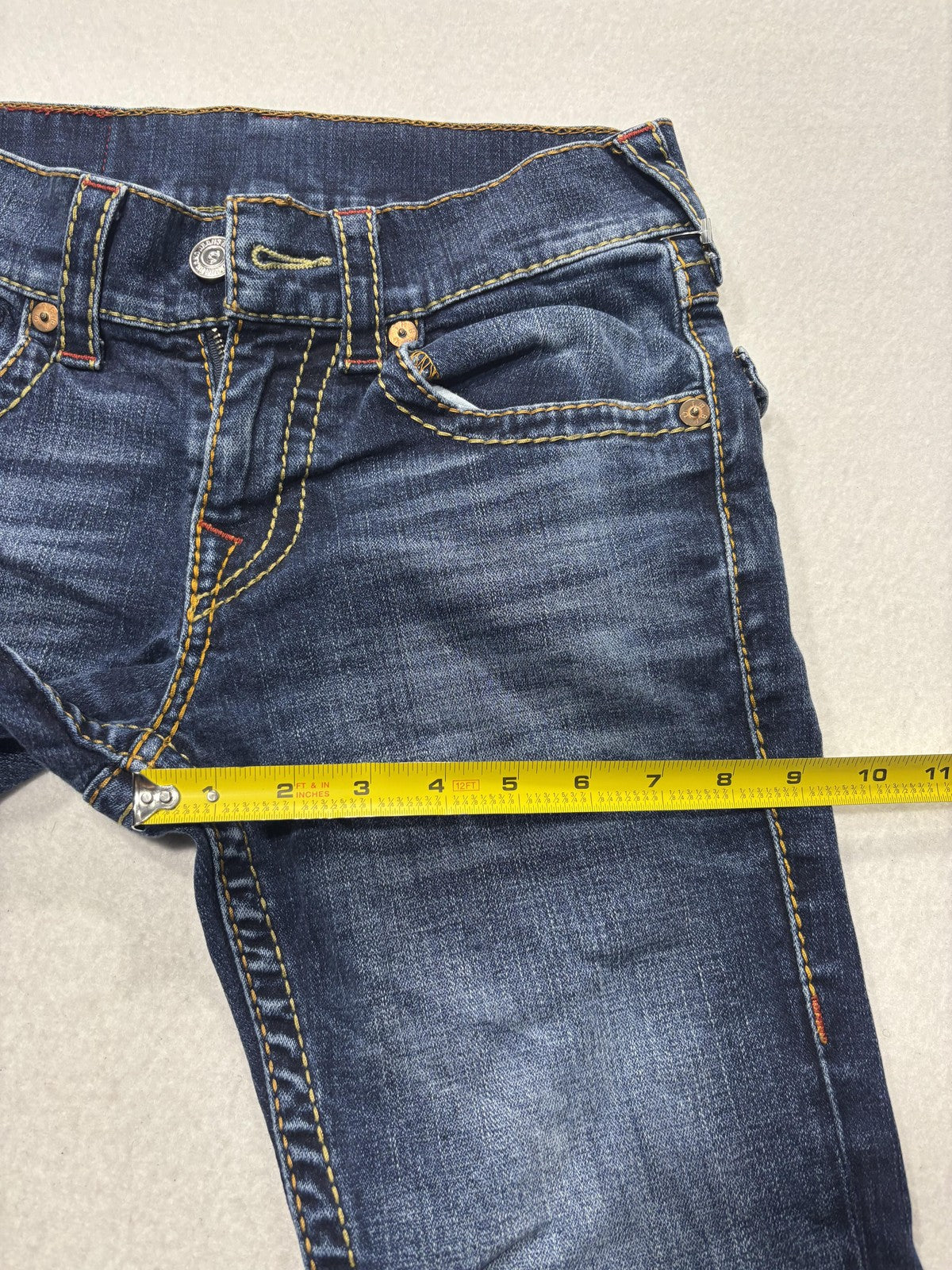 True Religion Section Slim Jeans Mens 28x29 Blue Wash Straight Stretch Denim