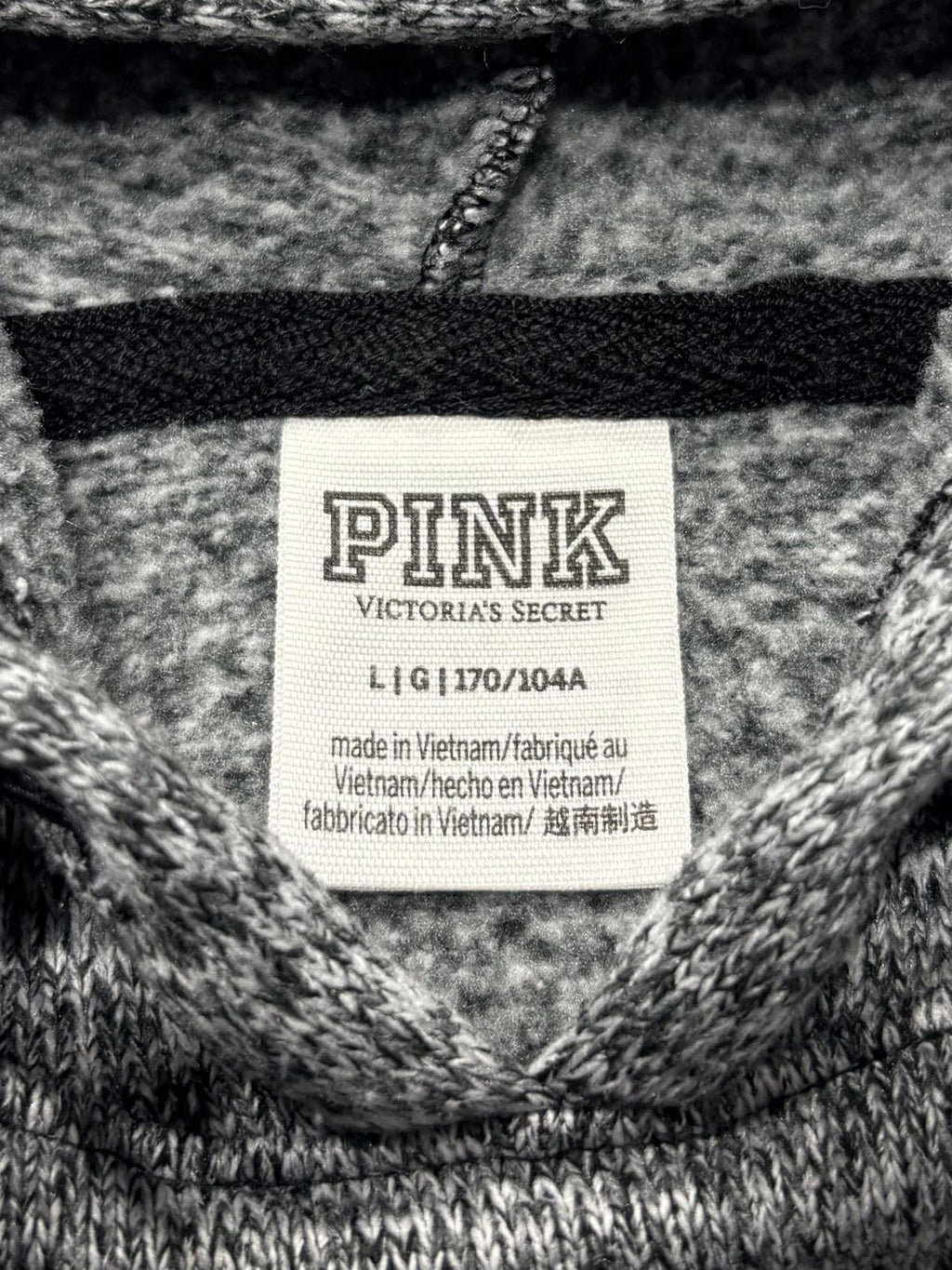 PINK Victoria's Secret Hoodie Womens L Gray Knit Logo Cropped Pullover Lounge