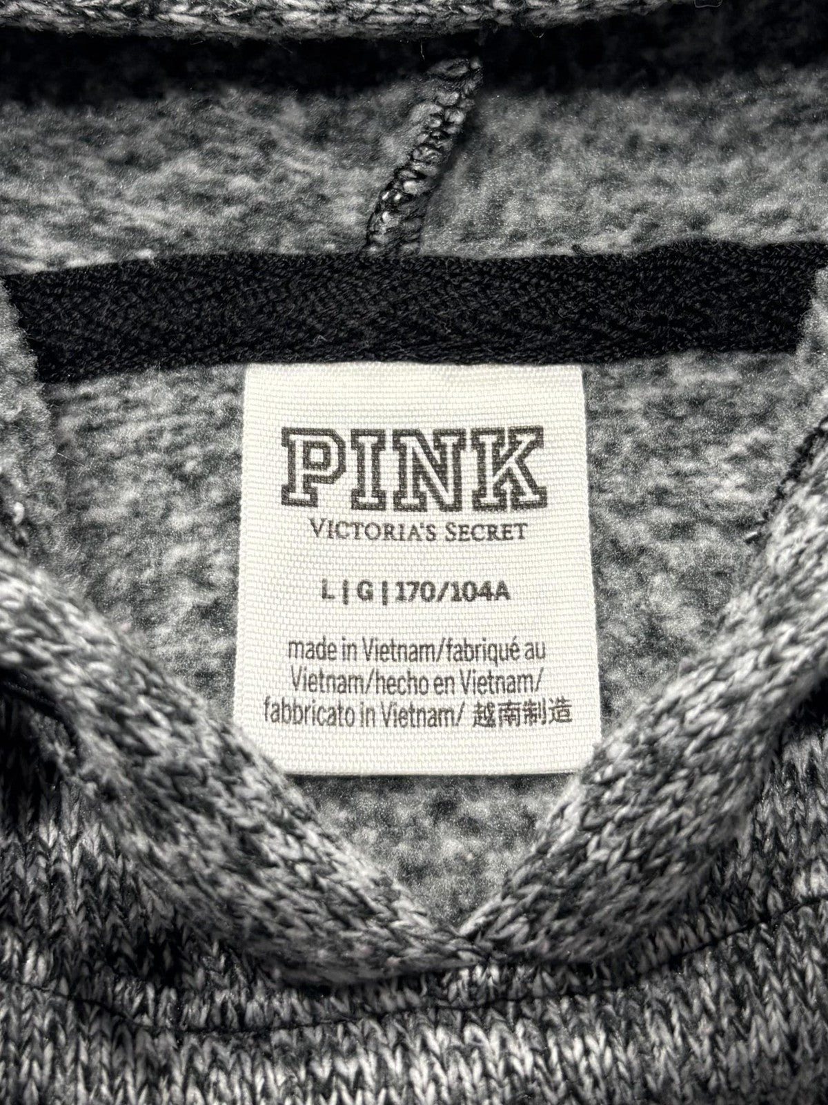 PINK Victoria's Secret Hoodie Womens L Gray Knit Logo Cropped Pullover Lounge
