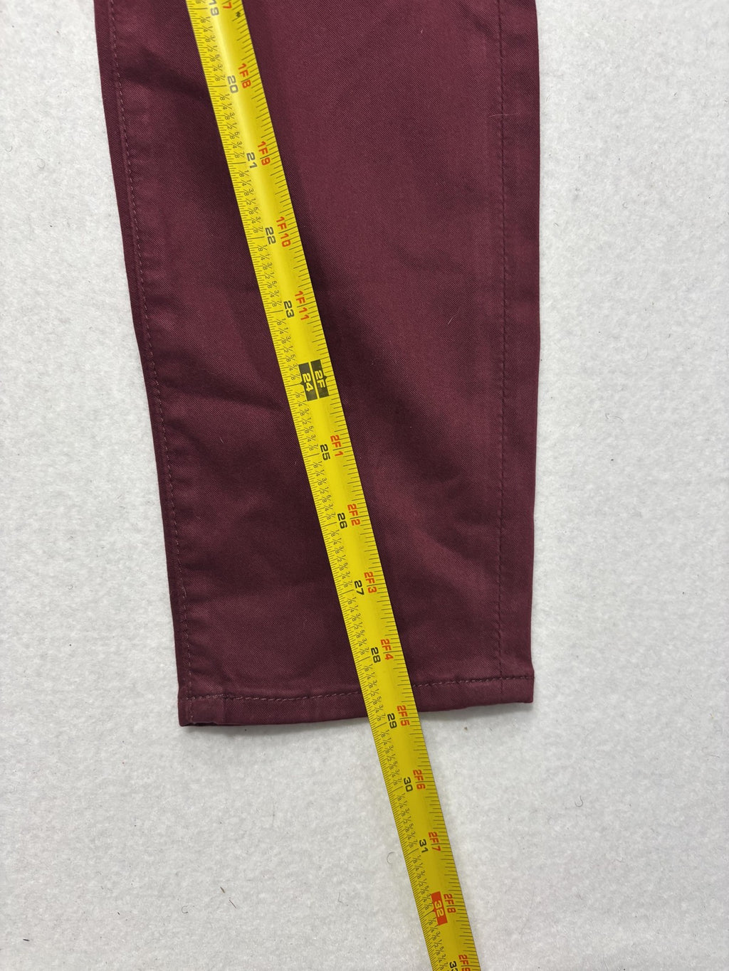 7 For All Mankind Jeans Womens 30 Red Burgundy Skinny Mid Rise Stretch 30x27.5