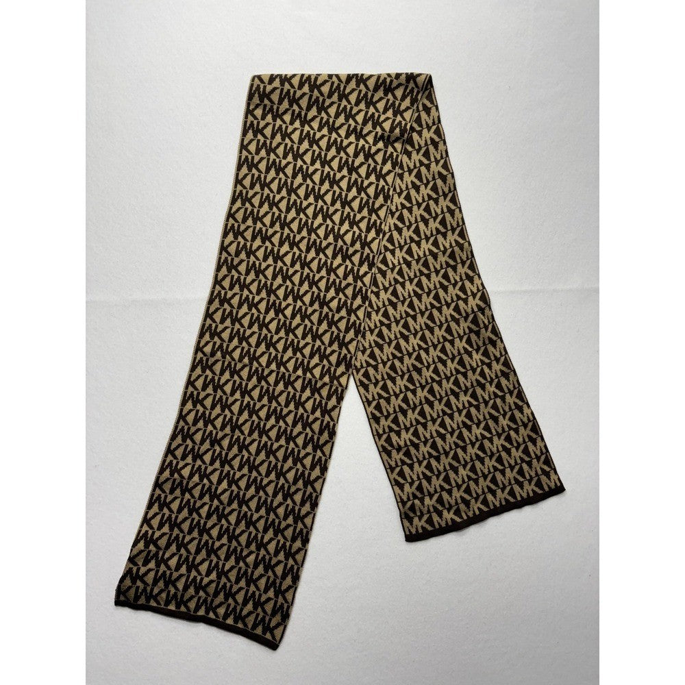 MICHAEL Michael Kors Brown MK Logo Knit Rectangle Scarf Womens OS 534381