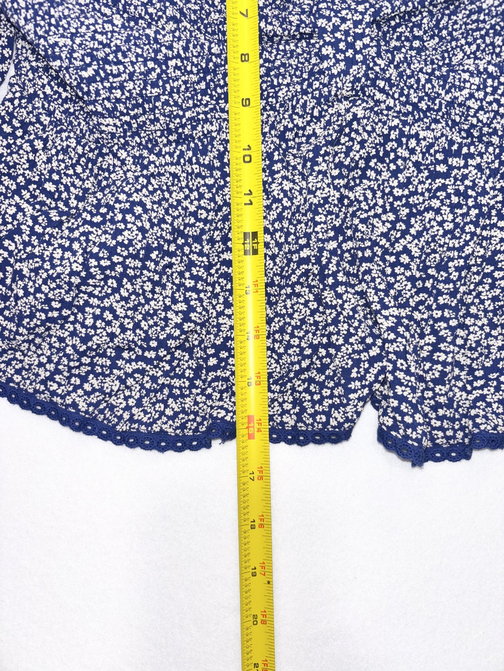 Free People Blouse Womens Large Blue Floral Off Shoulder Smocked Crop Top Boho