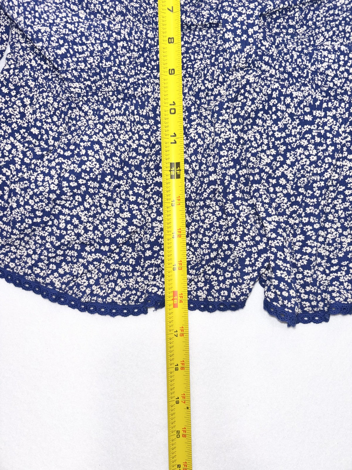 Free People Blouse Womens Large Blue Floral Off Shoulder Smocked Crop Top Boho