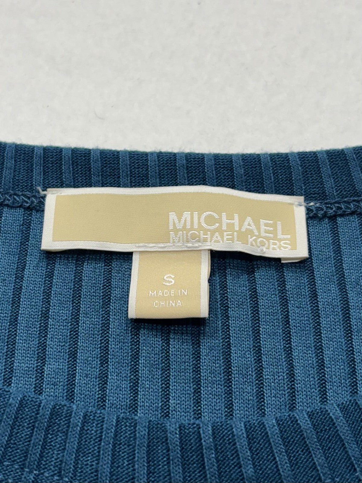MICHAEL Michael Kors Dress Womens Small Blue Ribbed Long Sleeve Bodycon Midi