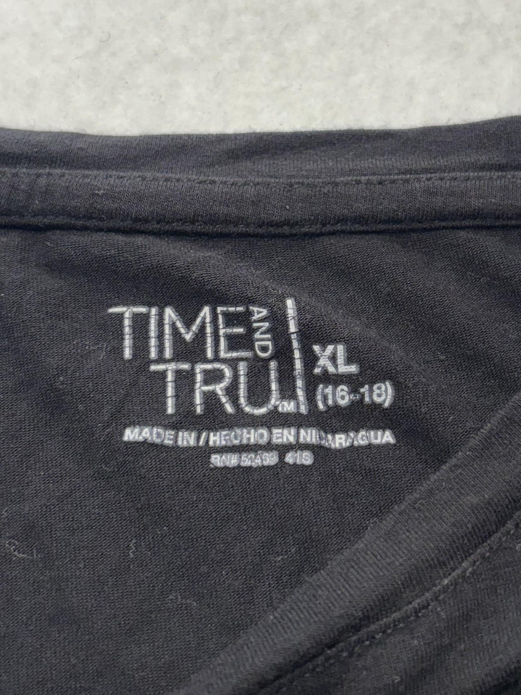 Time And Tru Shirt Womens XL Black Scoop Neck Short Sleeve Tunic Tee Casual