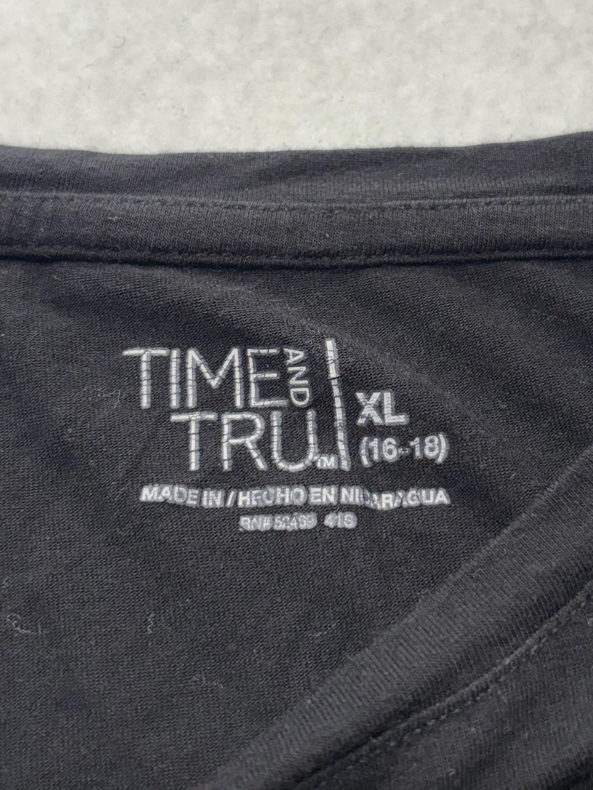 Time And Tru Shirt Womens XL Black Scoop Neck Short Sleeve Tunic Tee Casual