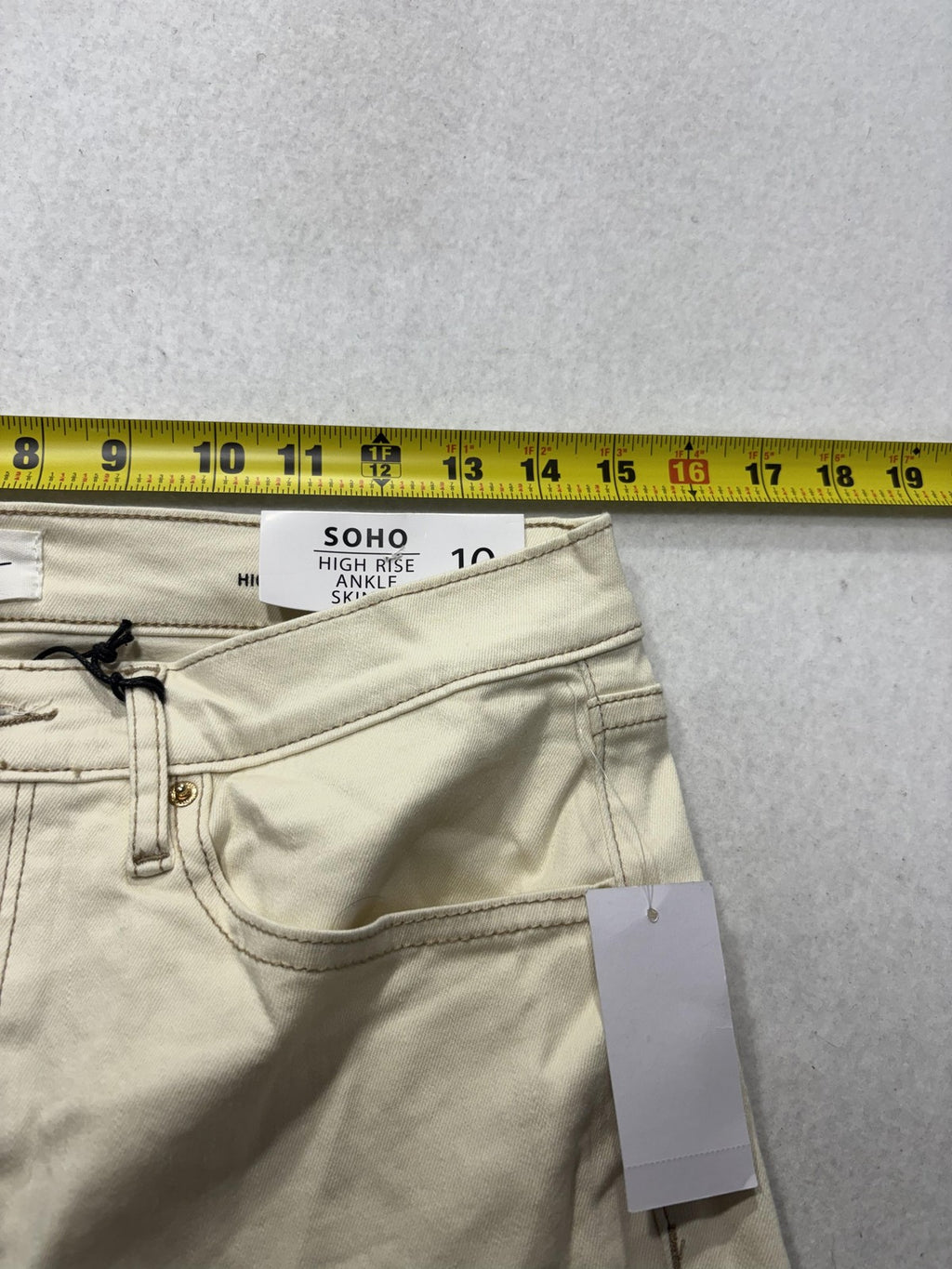 Nicole Miller Soho High Rise Ankle Skinny Jeans Womens 10 Winter White 32x27
