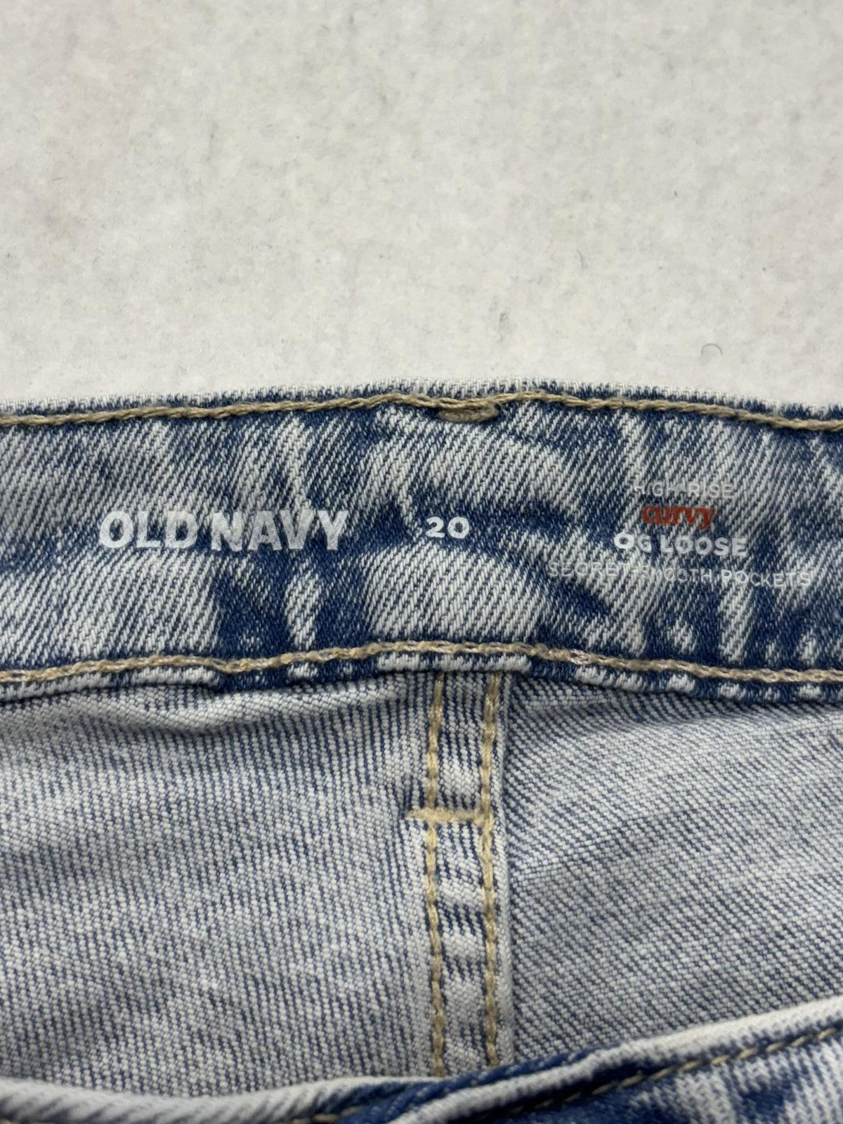 Old Navy Jeans Womens 20 Blue Light Wash High Rise Straight Crop Raw Hem 40x25.5
