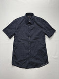 Michael Kors Shirt Mens Medium Blue Geometric Short Sleeve Button Up Slim