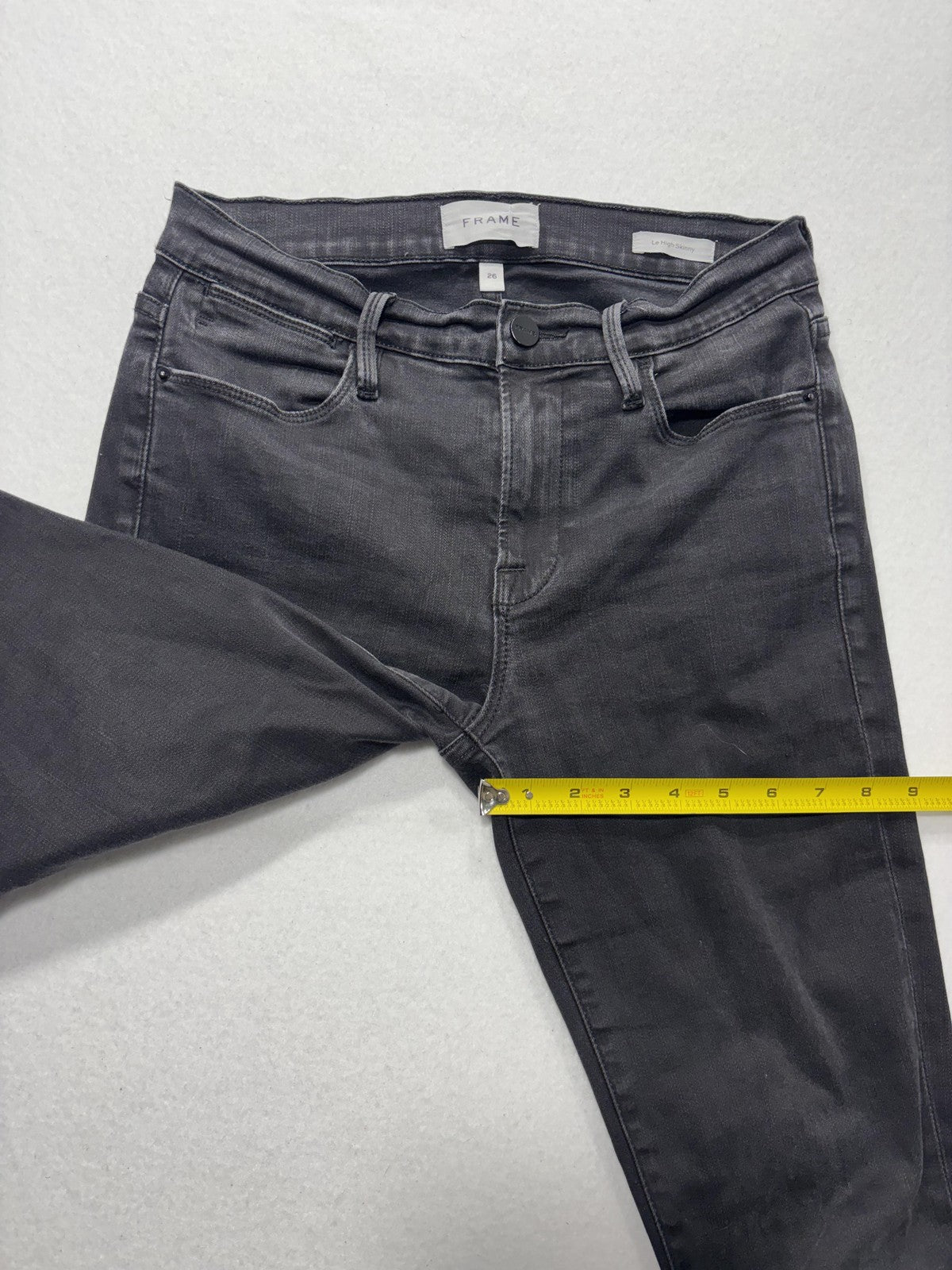 FRAME Le High Skinny Jeans Womens 26 Gray Charcoal Wash Mid Rise Stretch 26x28.5