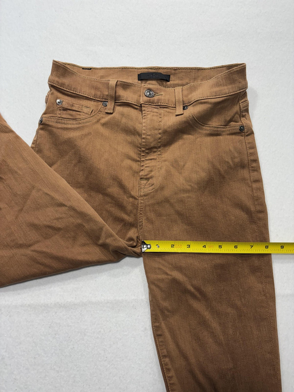 7 For All Mankind Jeans Womens 29 Brown Medium Wash Bootcut Distressed 29x32.5
