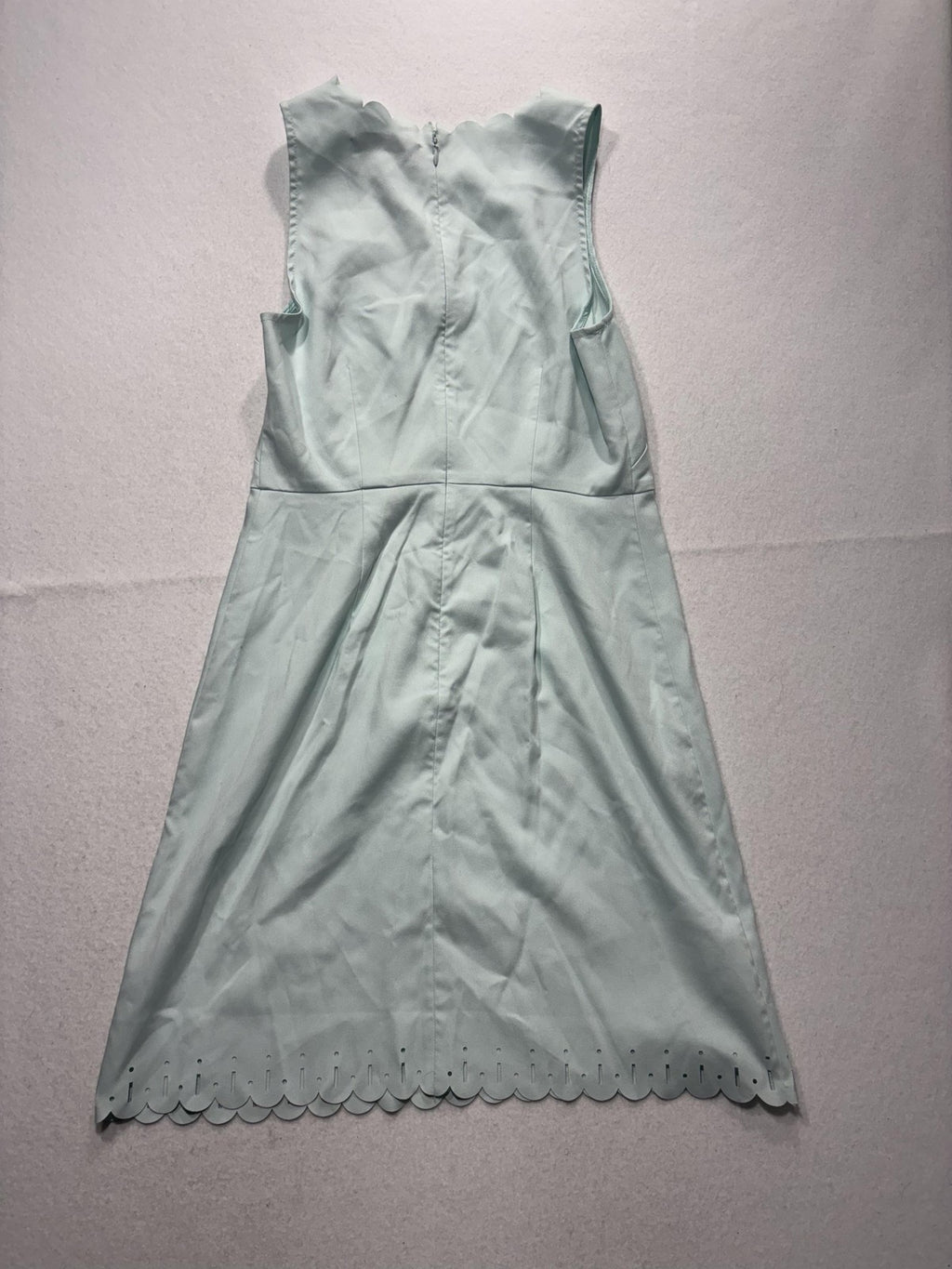LOFT Dress Womens 4 Green Scallop Hem Laser Cut Sleeveless A Line Knee Length