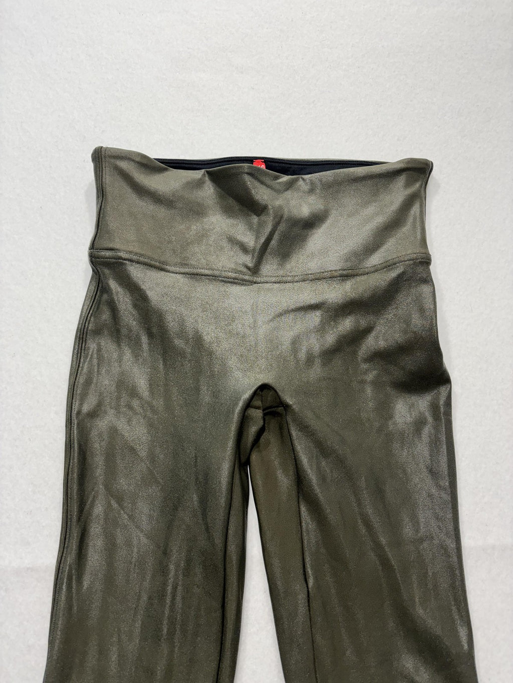 Spanx Leggings Womens Small Olive Faux Leather High Rise Shaping Pull On