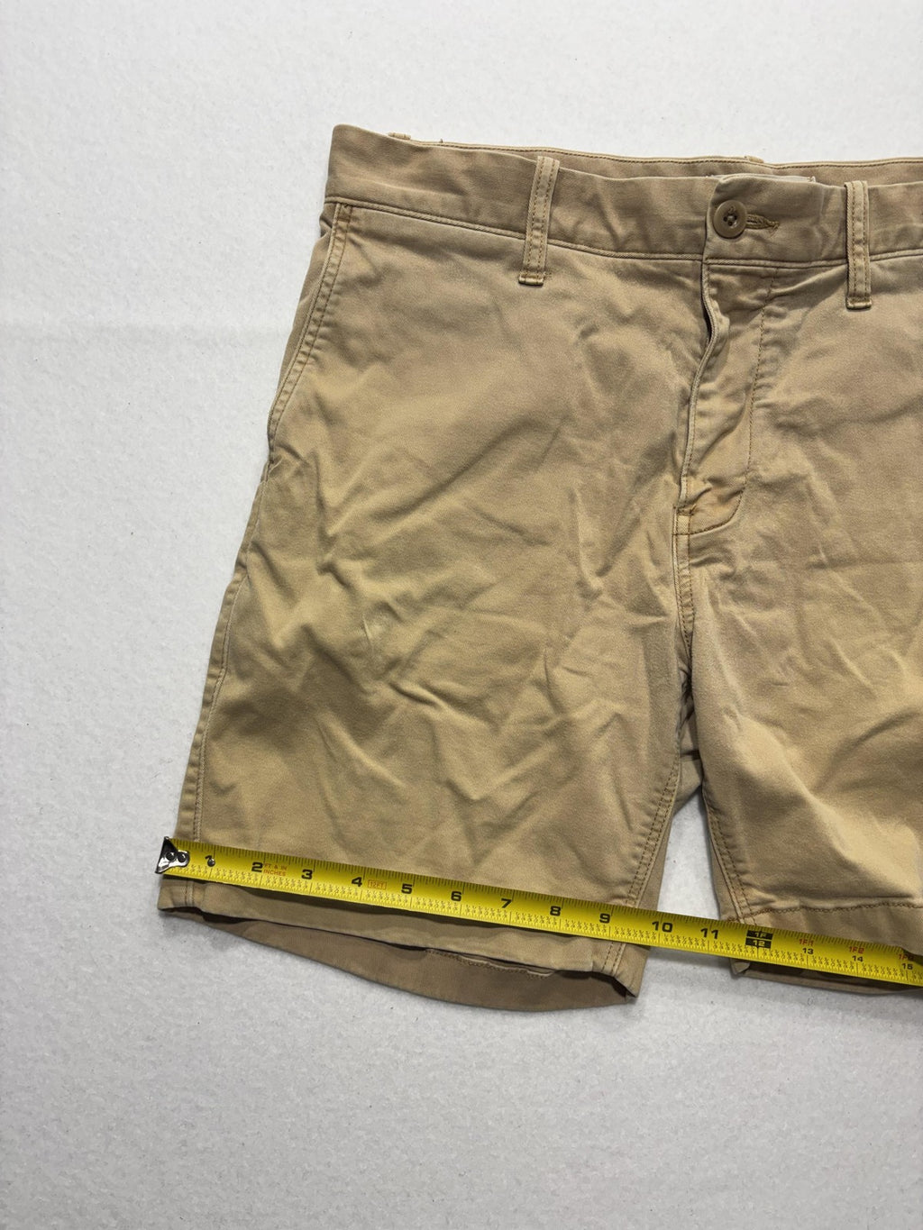 Madewell Chino Shorts Mens 33 Beige 7" Inseam Stretch Flat Front Casual