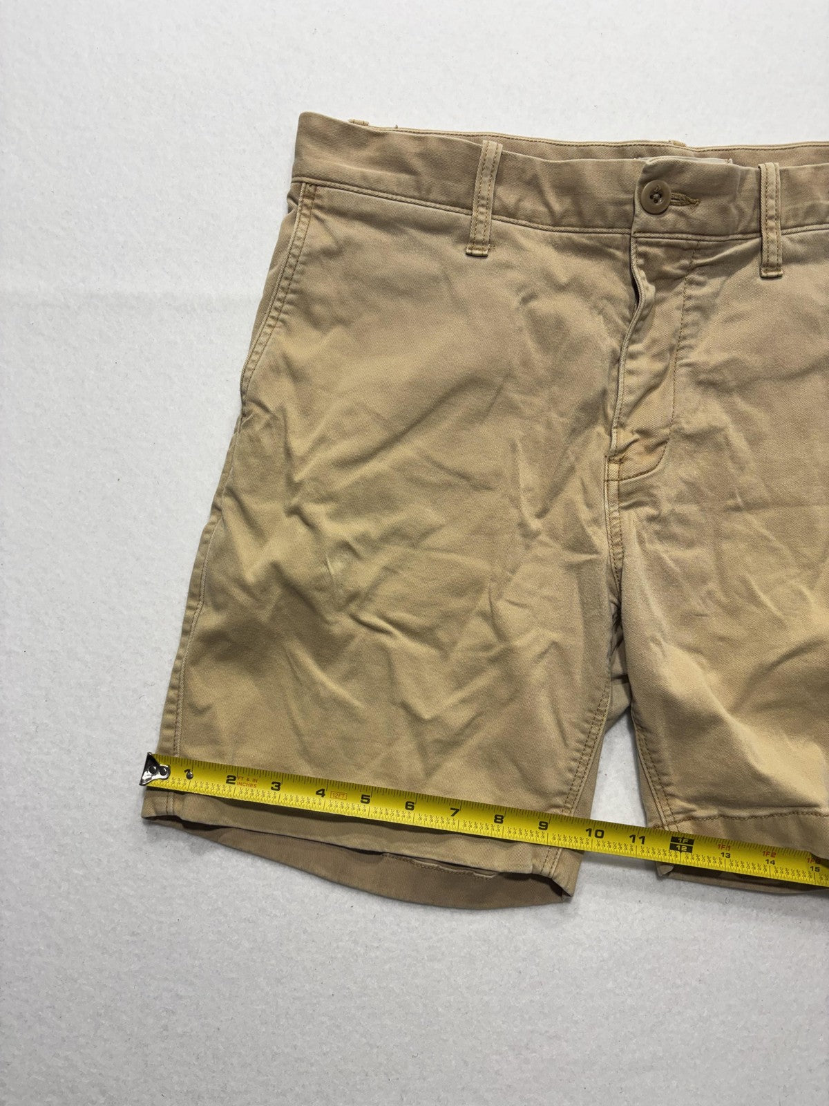 Madewell Chino Shorts Mens 33 Beige 7" Inseam Stretch Flat Front Casual