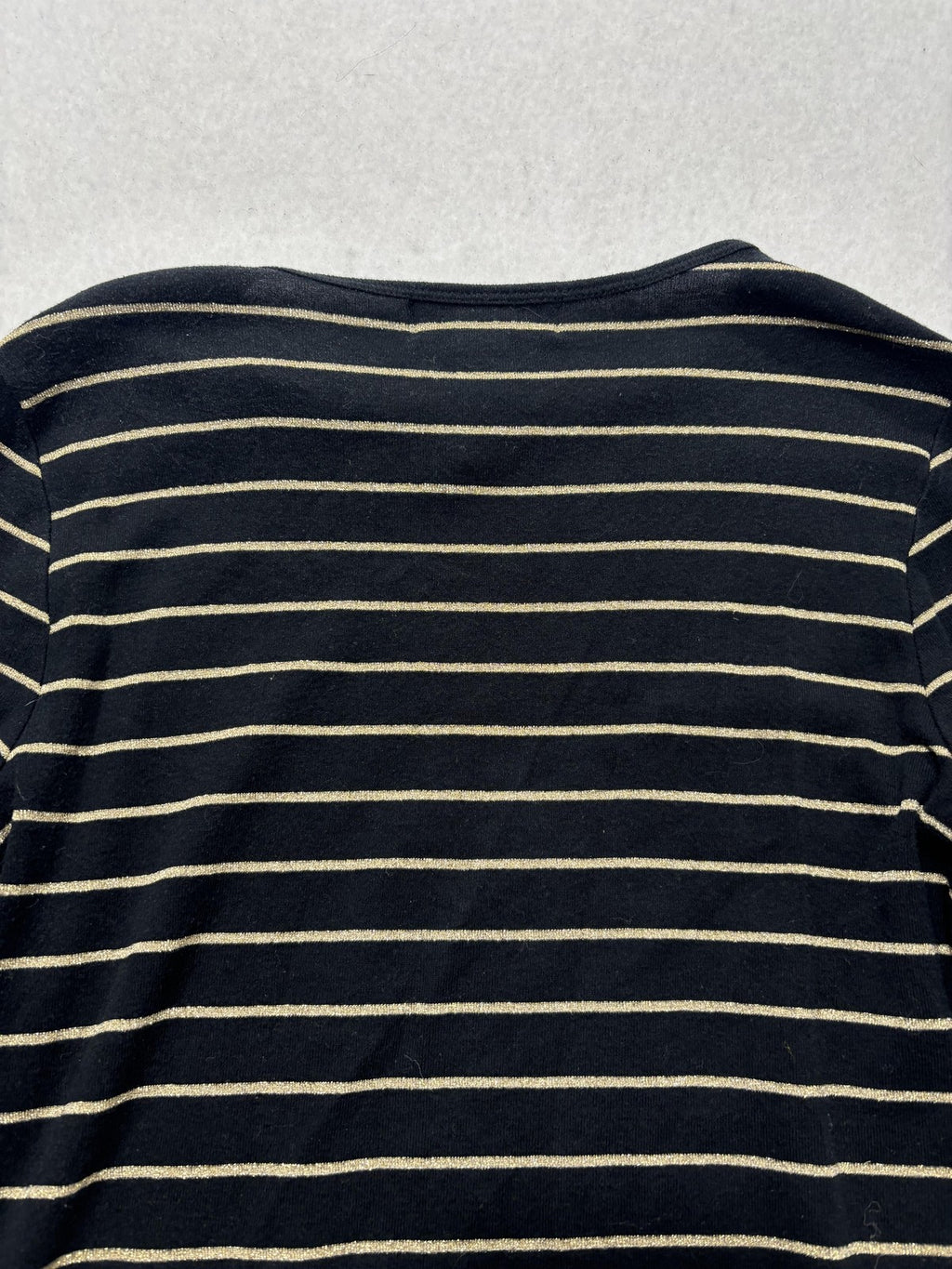 Lauren Ralph Lauren Shirt Womens PM Black Metallic Stripe Crew Neck Long Sleeve