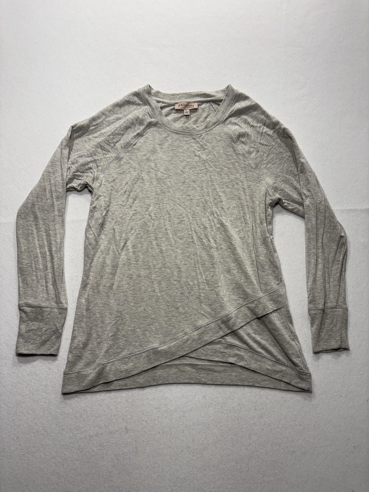 Philosophy Republic Clothing Top Womens Large Gray Long Sleeve Asymmetrical Hem