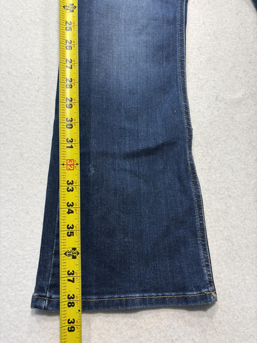 Lee Jeans Womens 14P Blue Medium Wash Mid Rise Bootcut Regular Stretch 33x29