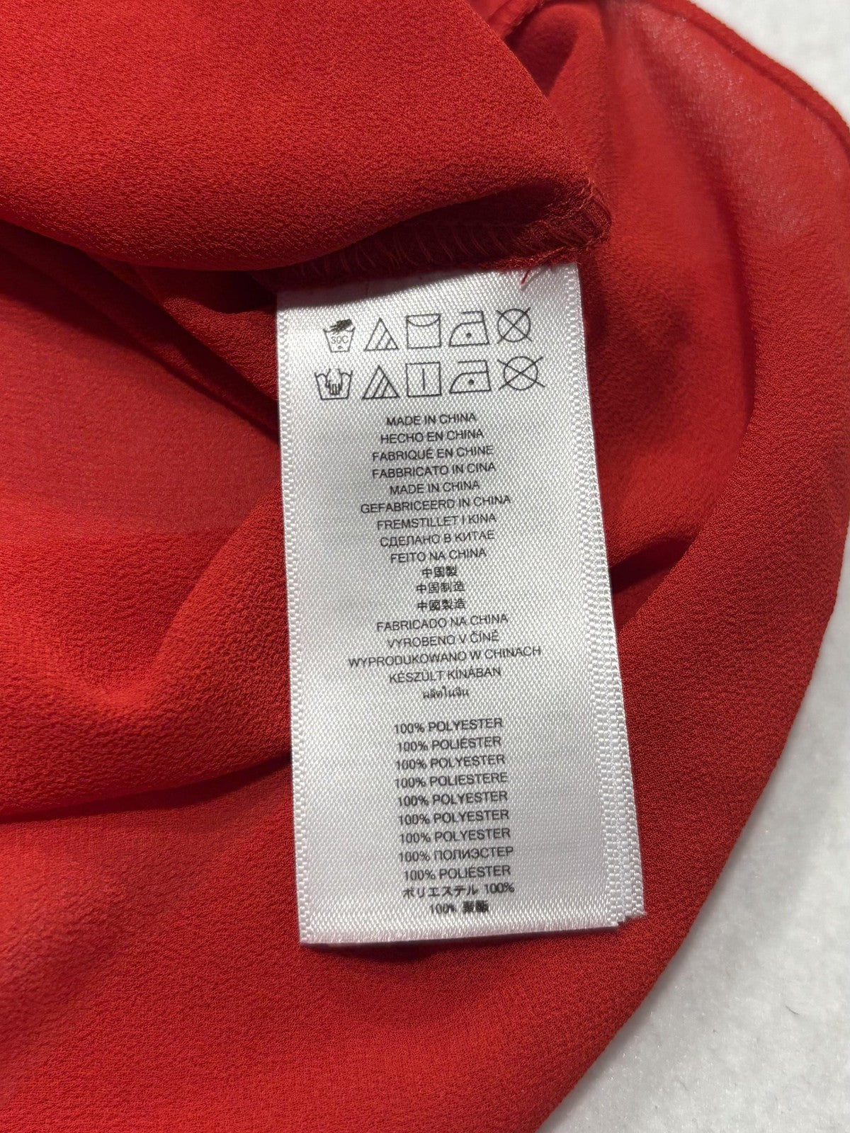 MICHAEL Michael Kors Blouse Womens Medium Red Sequin Neck 3/4 Sleeve Tunic Top