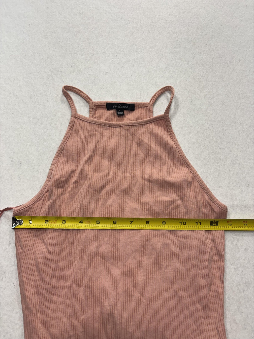 Ambiance Bodysuit Womens Large Pink Ribbed Knit High Neck Sleeveless Stretch