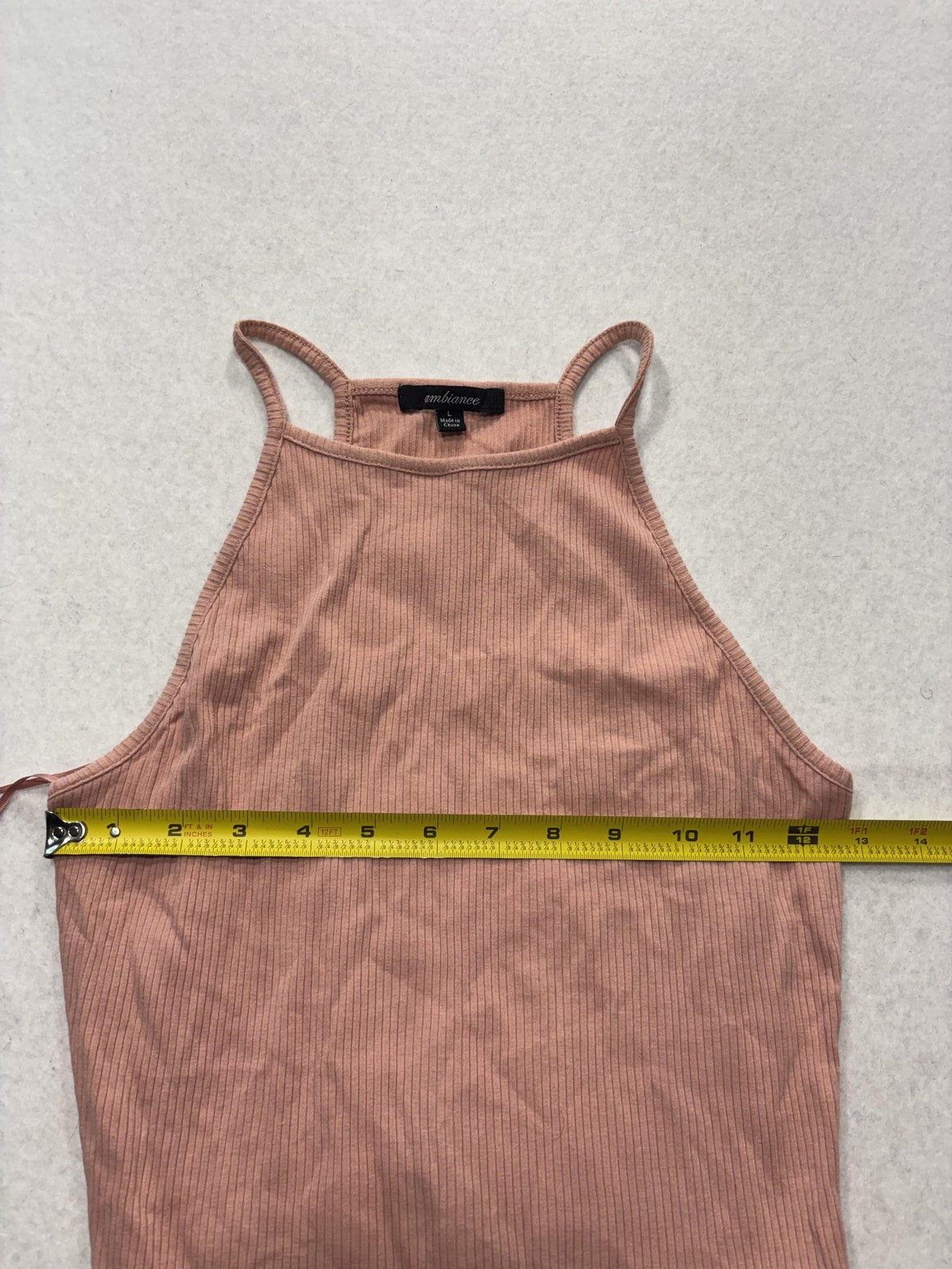 Ambiance Bodysuit Womens Large Pink Ribbed Knit High Neck Sleeveless Stretch