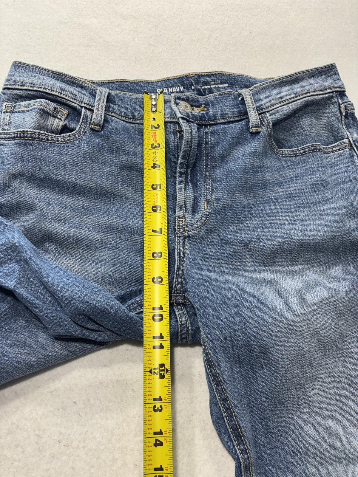 Old Navy Wow Boyfriend Jeans Womens 6 Blue Medium Wash Mid Rise Relaxed 28x27