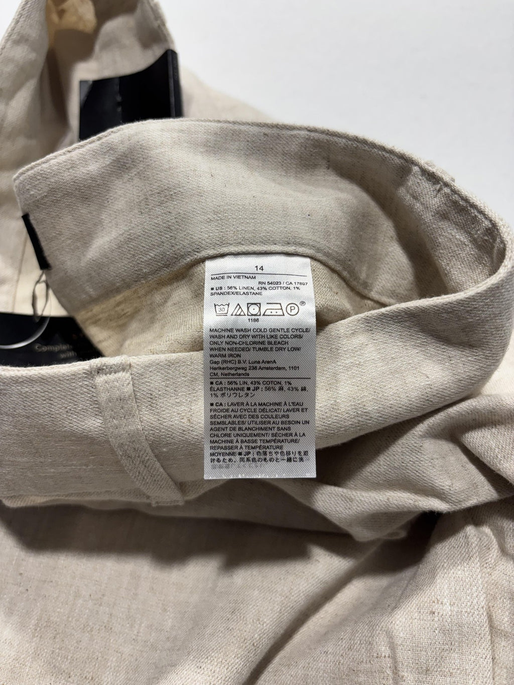 Banana Republic Dress Pants Womens 14 Beige Linen Wide Leg High Rise Relaxed