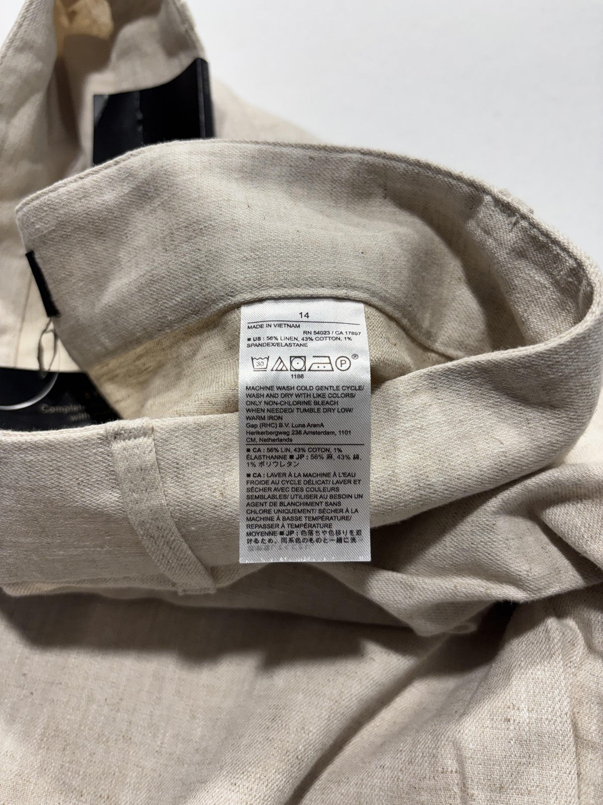 Banana Republic Dress Pants Womens 14 Beige Linen Wide Leg High Rise Relaxed