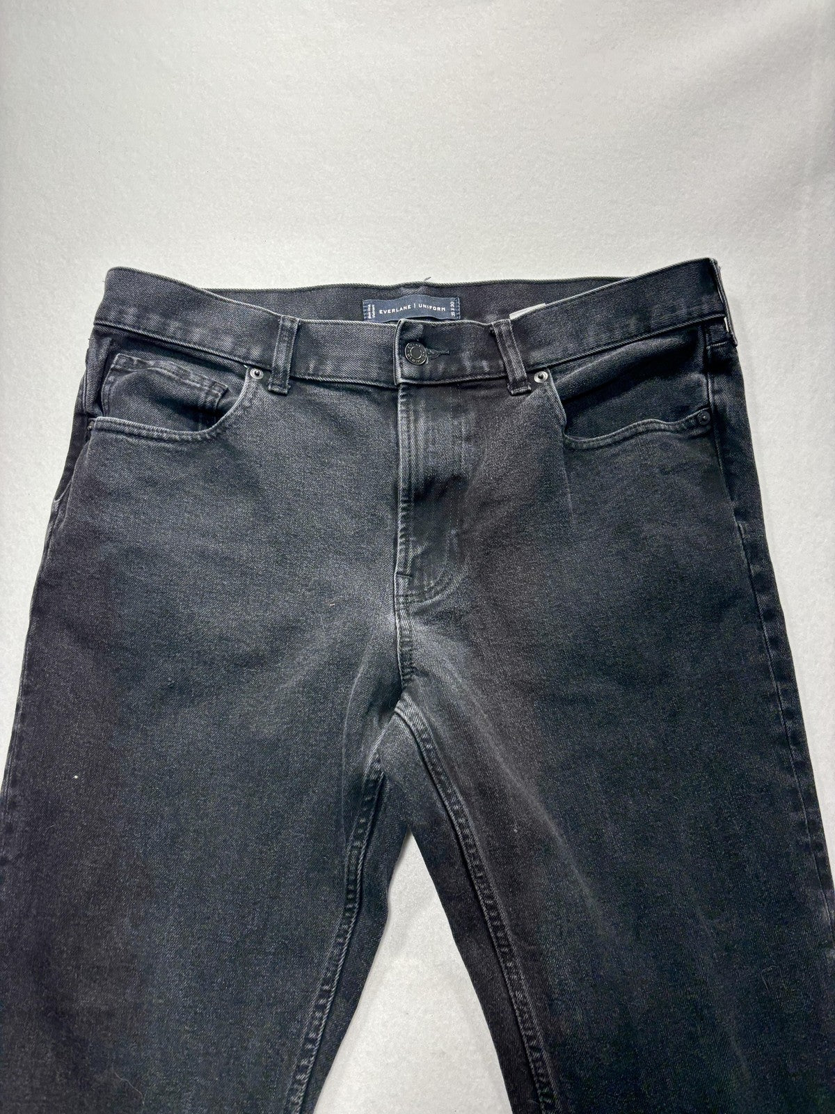 Everlane Uniform The Slim Jeans Mens 35x30 Gray Charcoal Wash Tapered Stretch