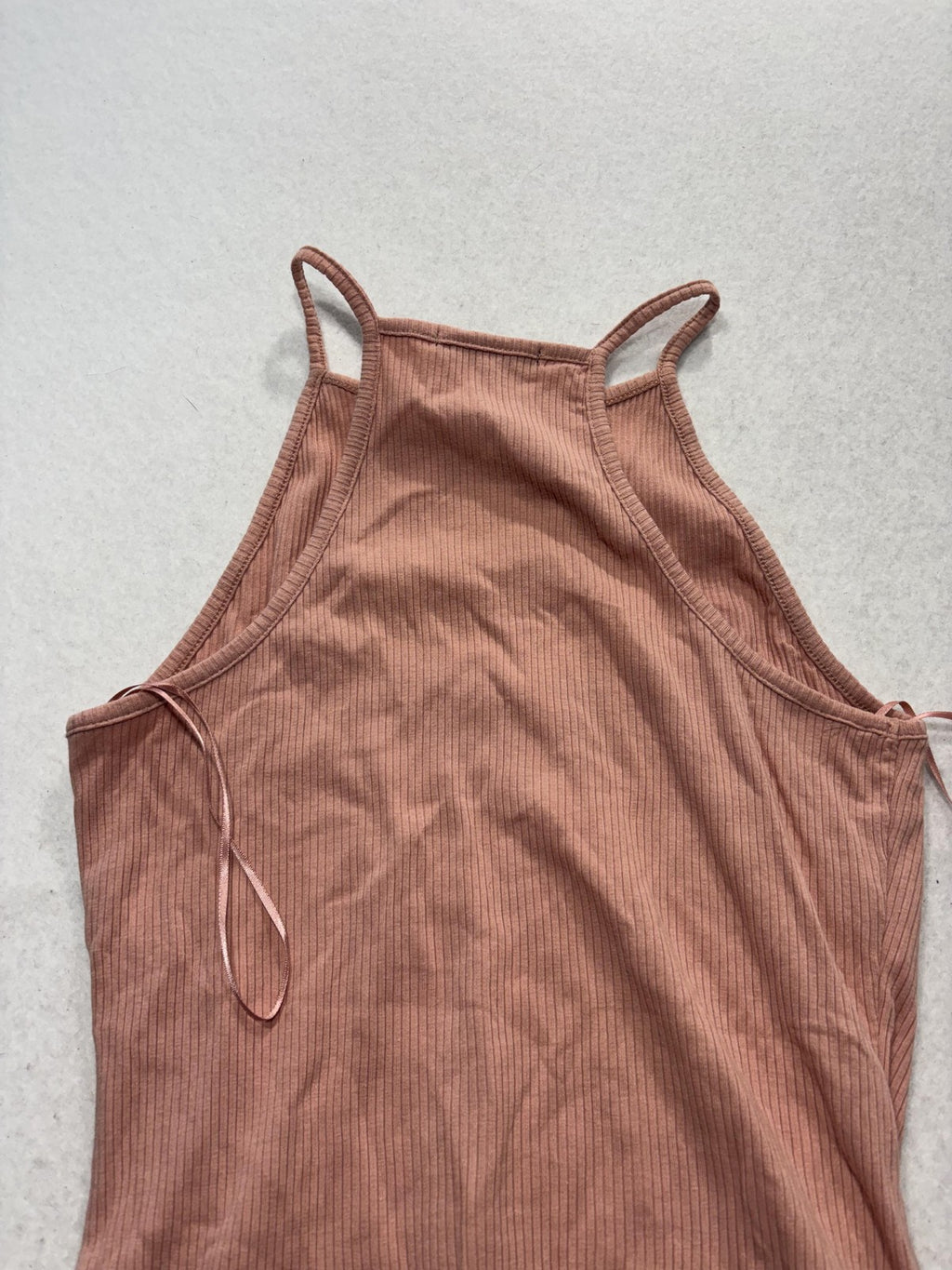 Ambiance Bodysuit Womens Large Pink Ribbed Knit High Neck Sleeveless Stretch