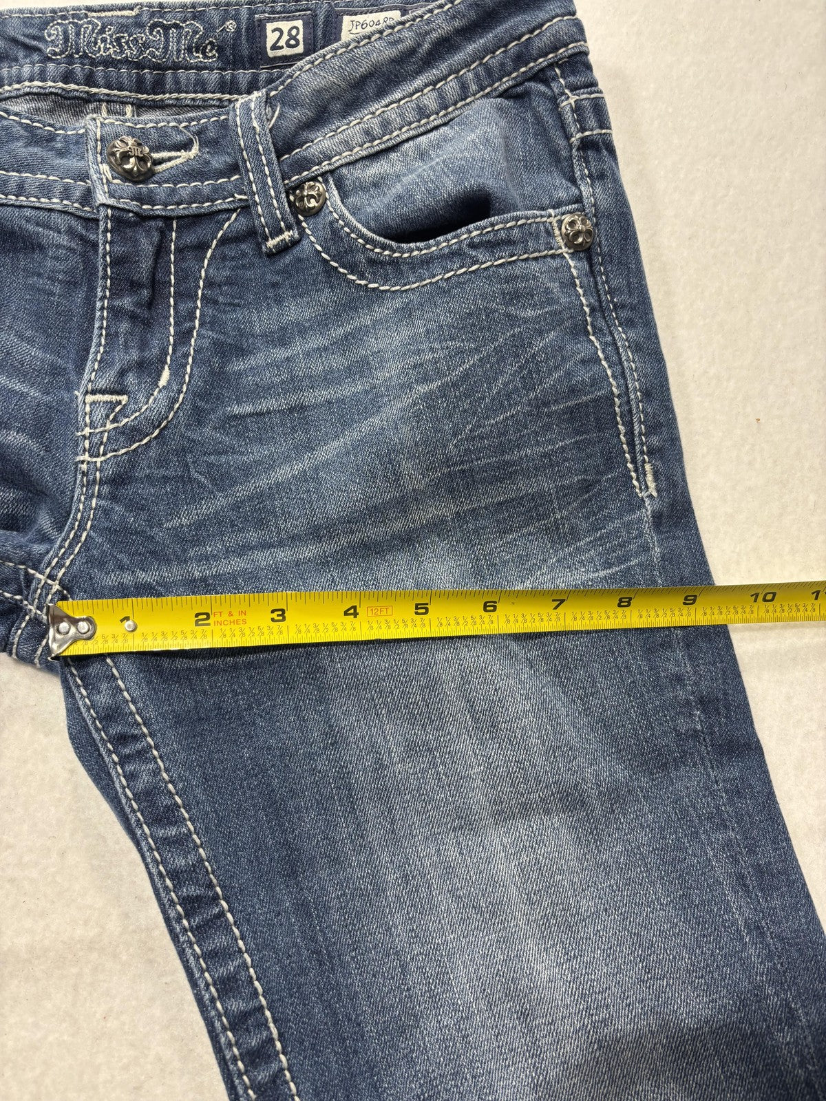 Miss Me Jeans Womens 28 Blue Medium Wash Low Rise Bootcut Embellished 28x31