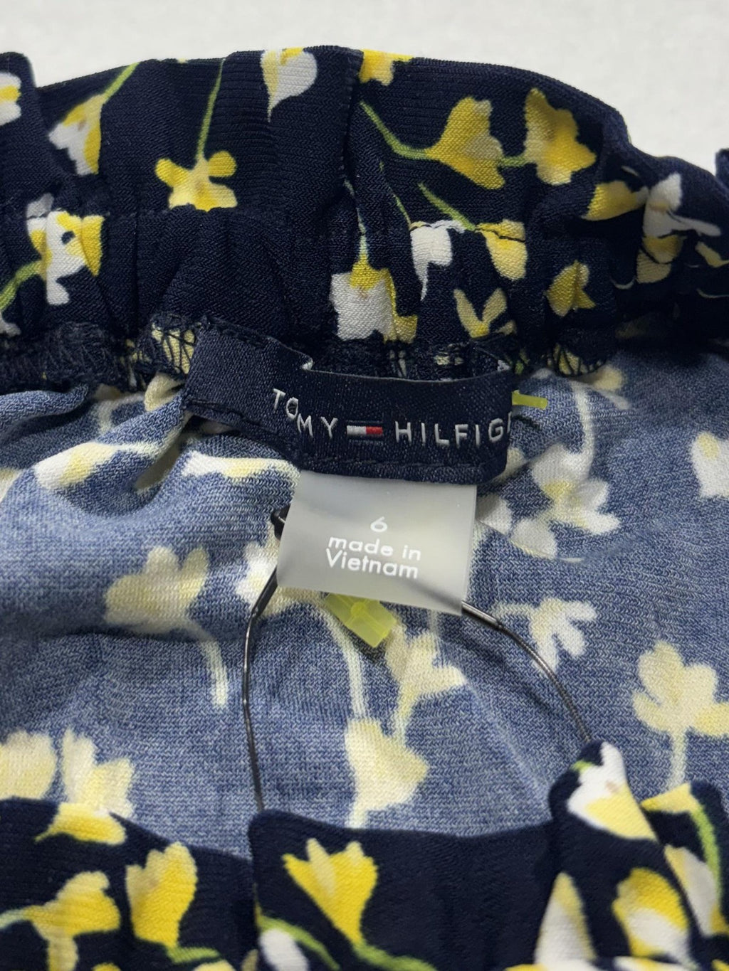 Tommy Hilfiger Dress Womens 6 Blue Floral Scoop Neck Ruffle A Line Jersey