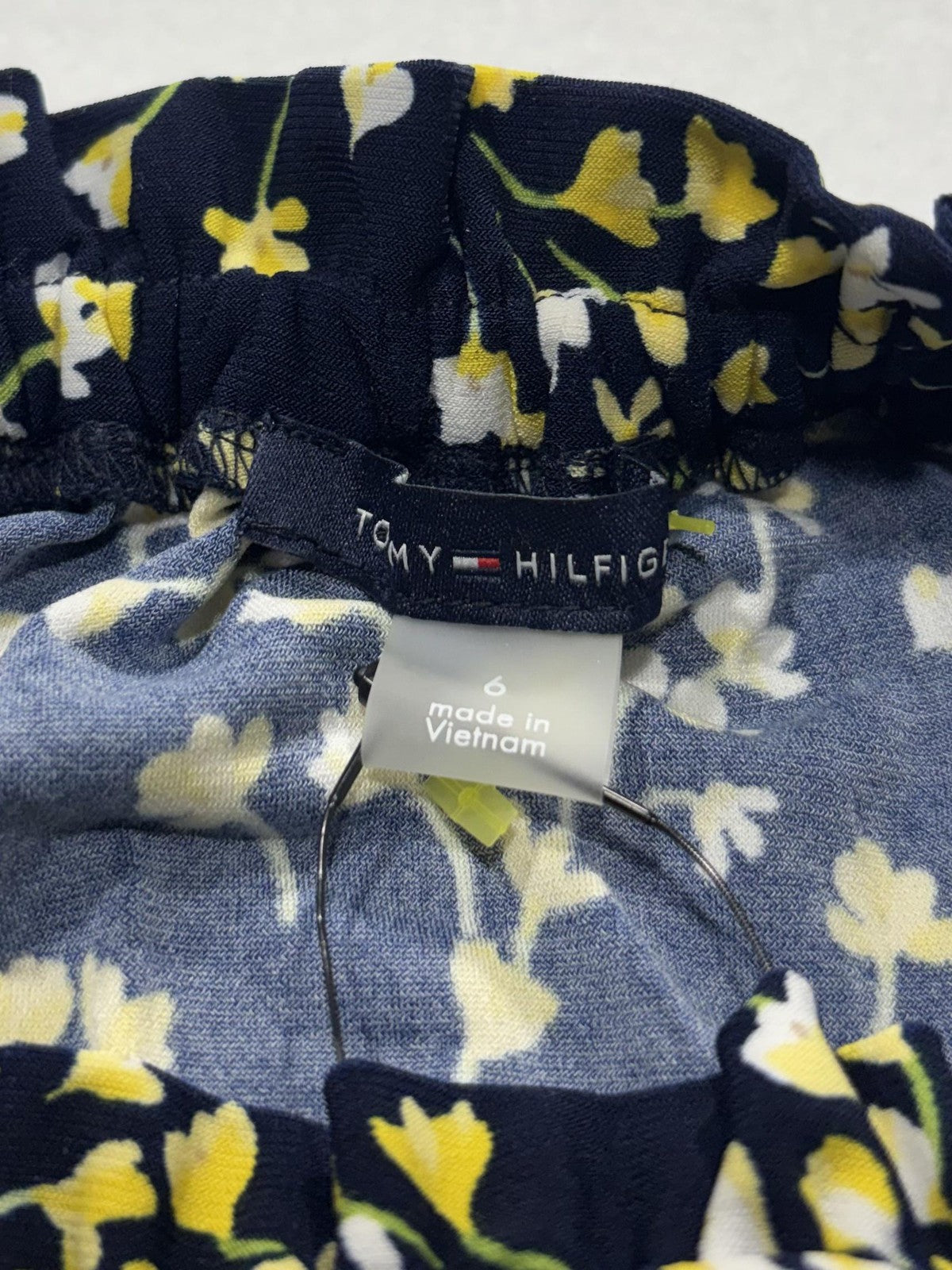 Tommy Hilfiger Dress Womens 6 Blue Floral Scoop Neck Ruffle A Line Jersey