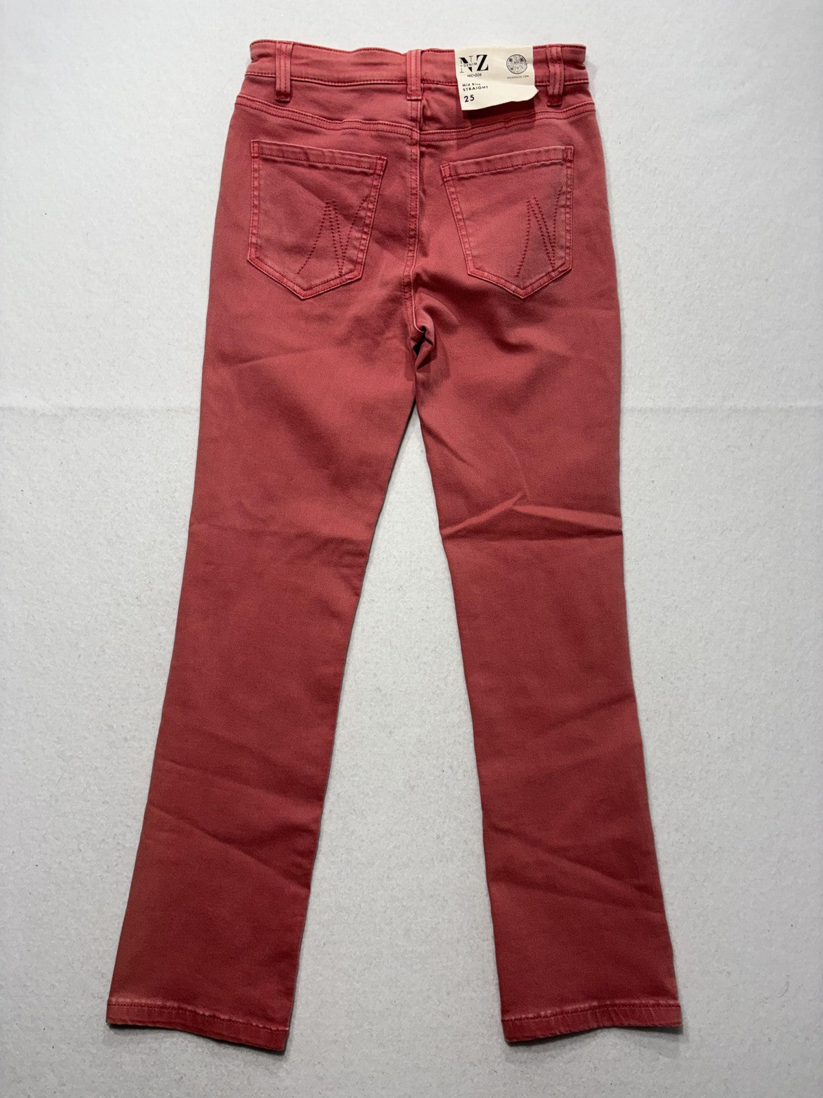 NIC+ZOE Jeans Womens 25 Red Mid Rise Straight Denim NZ Logo 5 Pocket 25x28.5