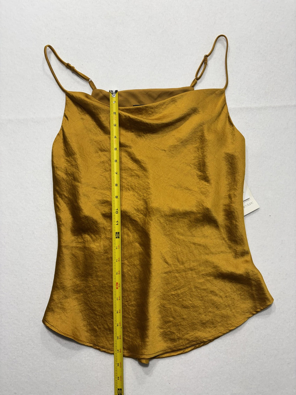 Karen Kane Tank Womens Medium Gold Satin Cowl Neck Adjustable Strap Cami