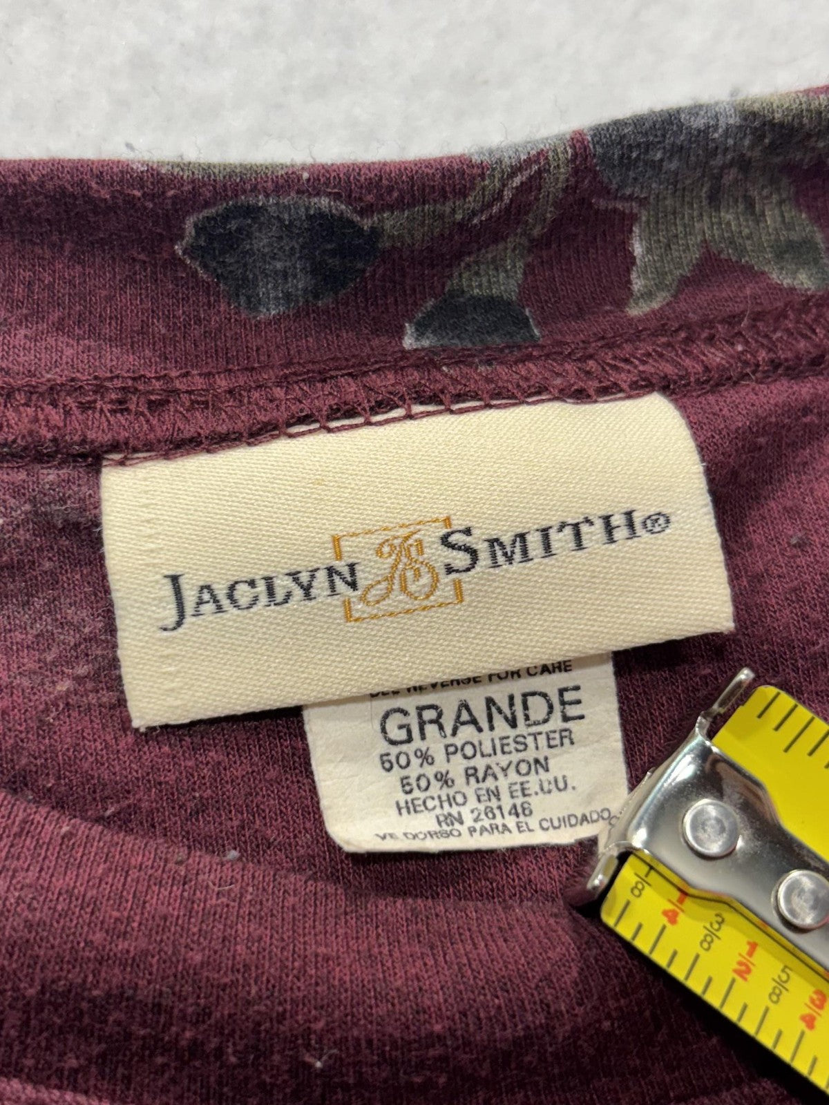 Jaclyn Smith Shirt Womens Large Red Floral Crew Neck Short Sleeve Tee Casual
