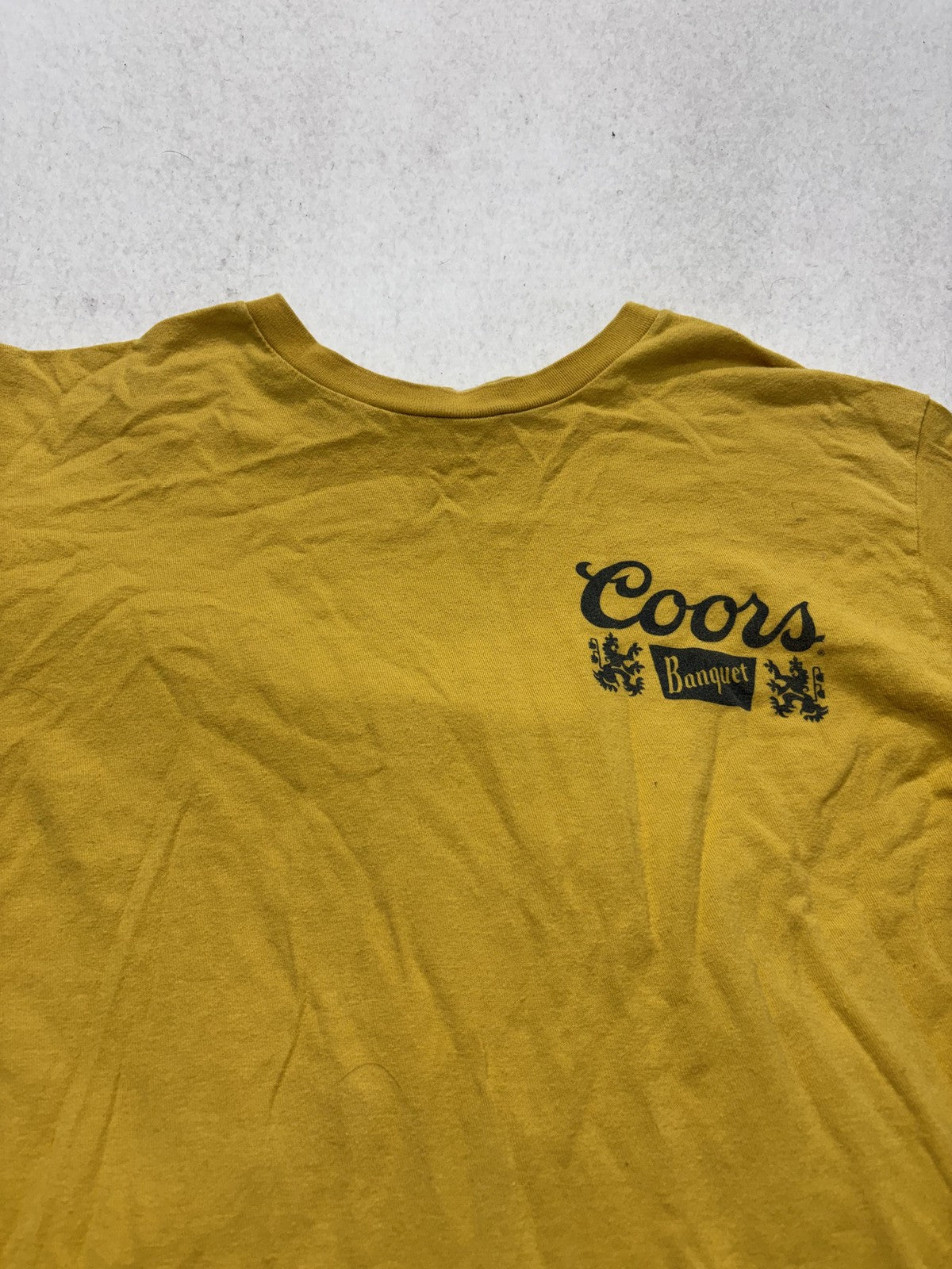 Tee Luv Shirt Mens Medium Yellow Coors Banquet Beer Golden Colorado Graphic Tee