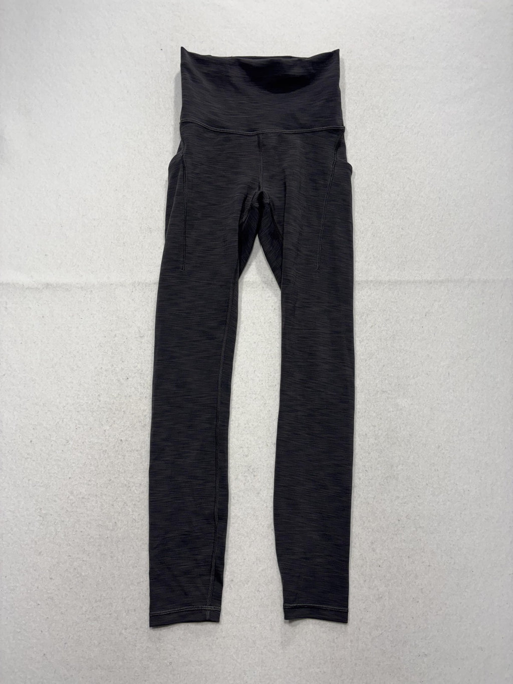 Lululemon Leggings Womens 2 Gray High Rise 26" Inseam Ankle Yoga Stretch Pockets
