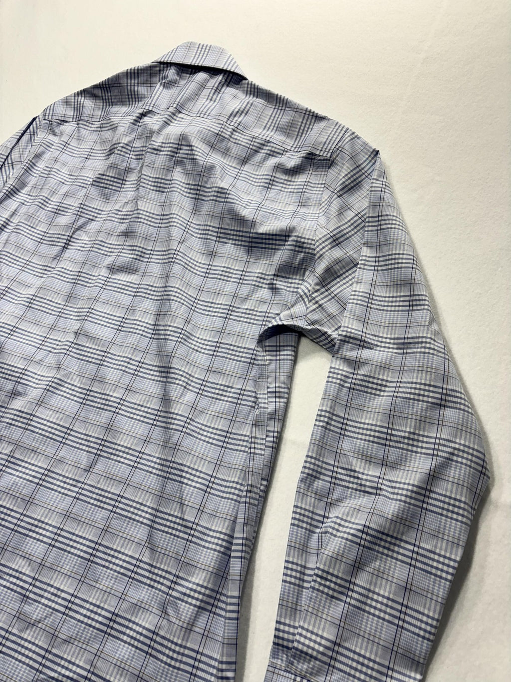 Michael Kors Dress Shirt Mens Large Blue Plaid Long Sleeve Non Iron Stretch
