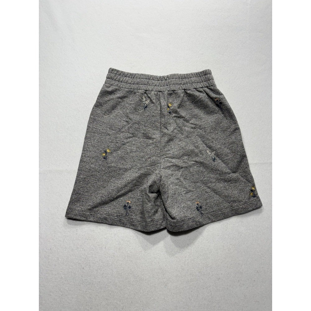 AG Sweat Shorts Womens Small Gray Embroidered Floral Knit Casual Elastic Waist