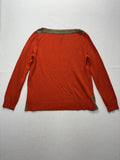 Lauren Ralph Lauren Sweater Womens Large Orange Boat Neck Faux Suede Trim Knit