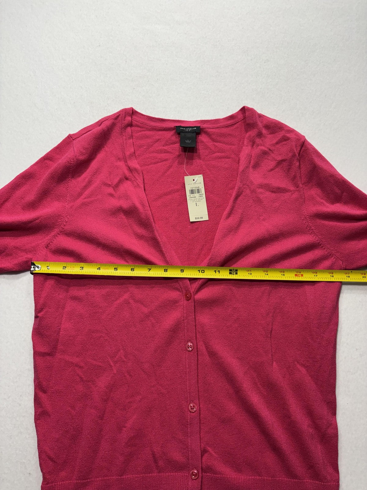 Ann Taylor Cardigan Womens Large Pink V Neck Short Sleeve Button Front Knit